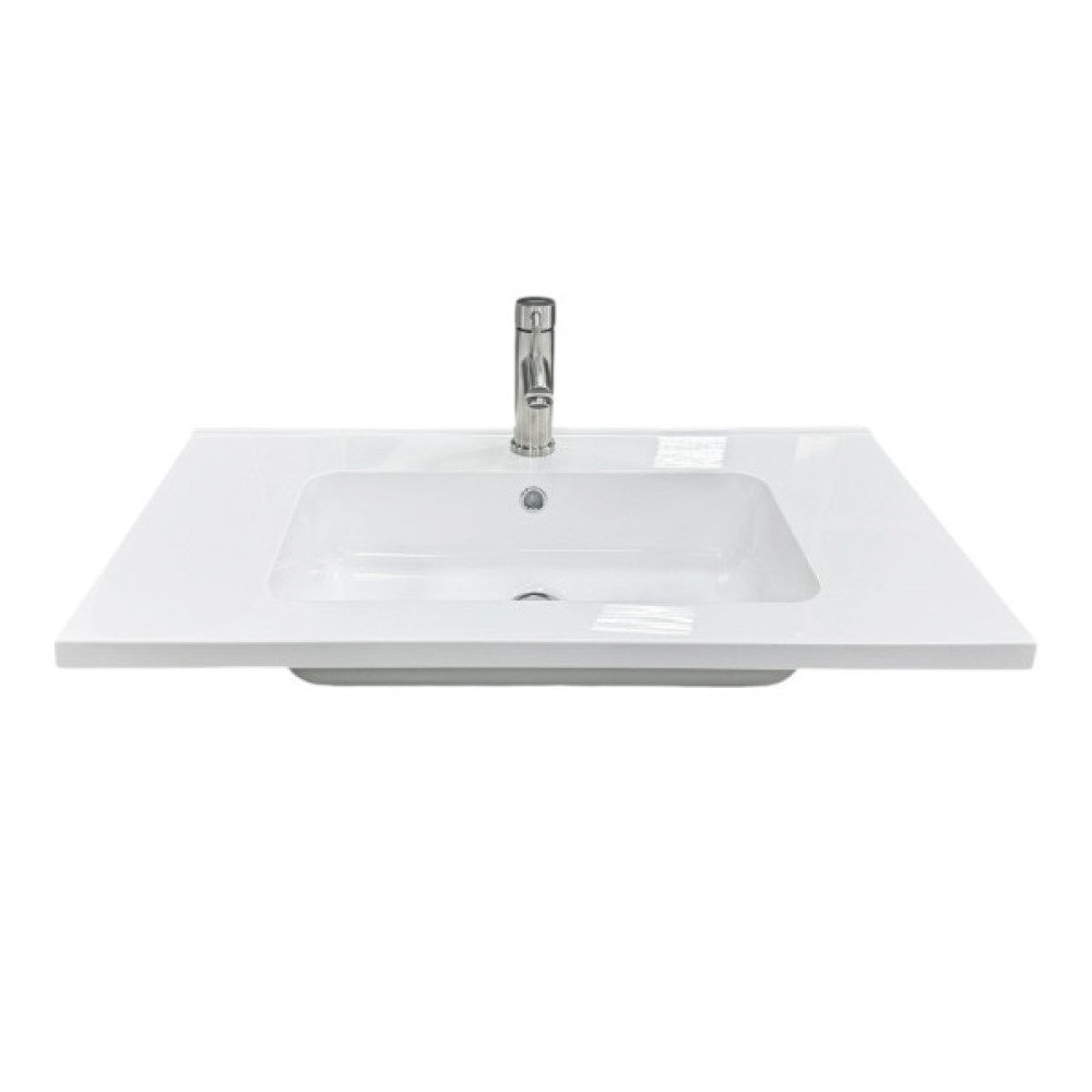 Набір для ванної кімнати, раковина, умивальник Adamant FLATE 80, штучний камінь, прямокут., з сифоном Click-Clack + змішувач