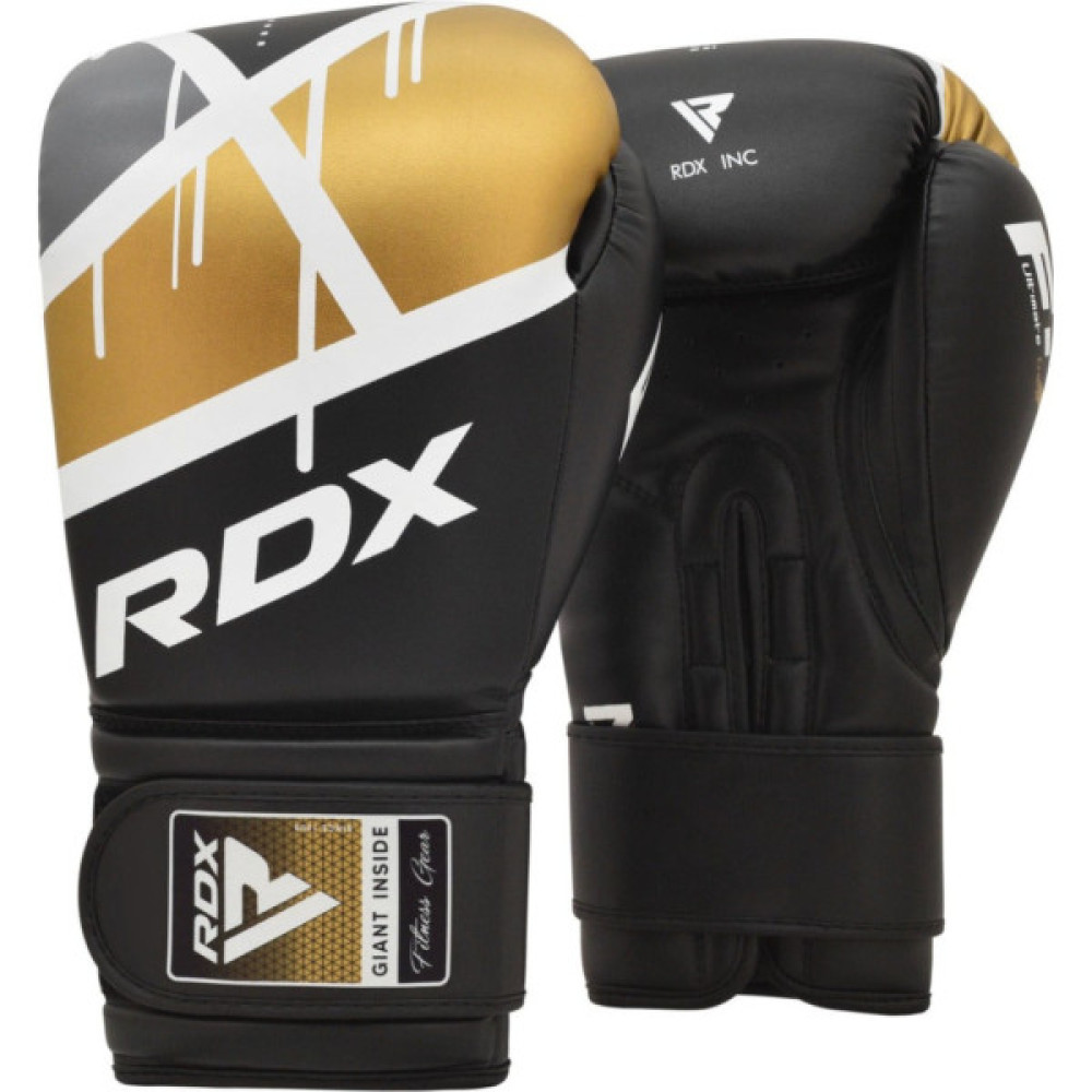 Боксерські рукавички RDX F7 Ego Black Golden 12 унцій (BGR-F7BGL-12oz)