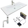 Набір для ванної кімнати, раковина, умивальник Adamant QUANTO 100, штучний камінь, прямокут., з сифоном Click-Clack + змішувач