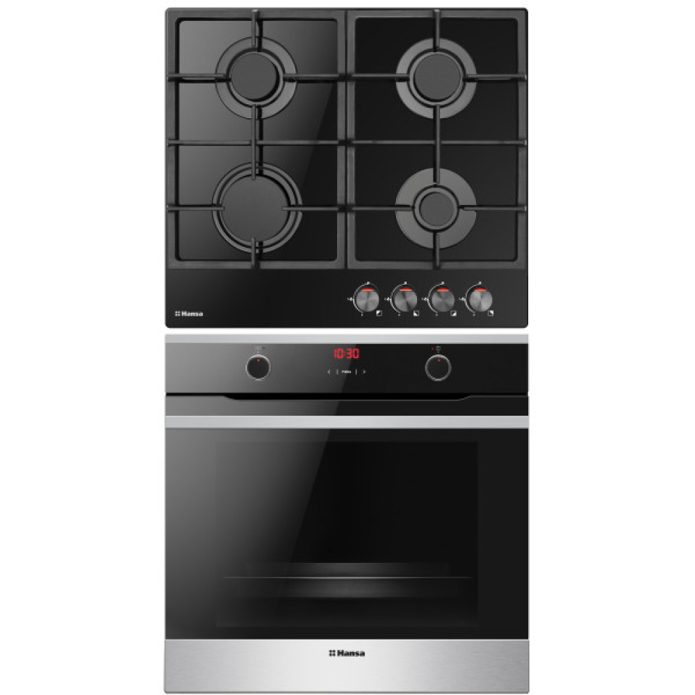 Комплект Hansa (духовка електрична + поверхня газова на склі), чорний