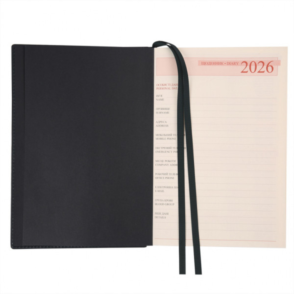 Тижневик Leo planner А5 датований 2026 "Credo", інтегральний, чорний, 368 сторінок (252647)