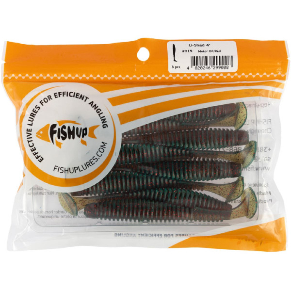 Силікон рибальський FishUP U-Shad 4" 019 - Motor Oil/Red (8шт/уп) (1864.13.97) Силікон рибальський FishUP U-Shad 4" 019 - Motor Oil/Red (8шт/уп) (1864.13.97)