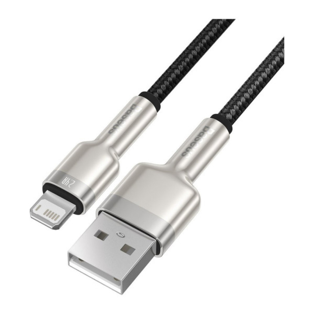 Дата кабель USB 2.0 AM to Lightning 2.0m 2.4A metal black Baseus (CALJK-B01)