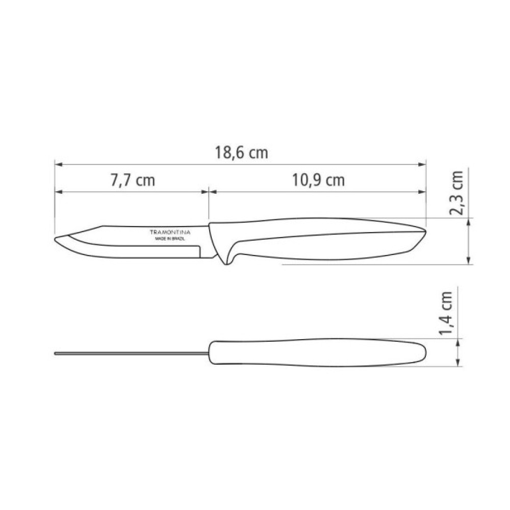 Кухонний ніж Tramontina Plenus Black Vegetable 76 мм (23420/103)
