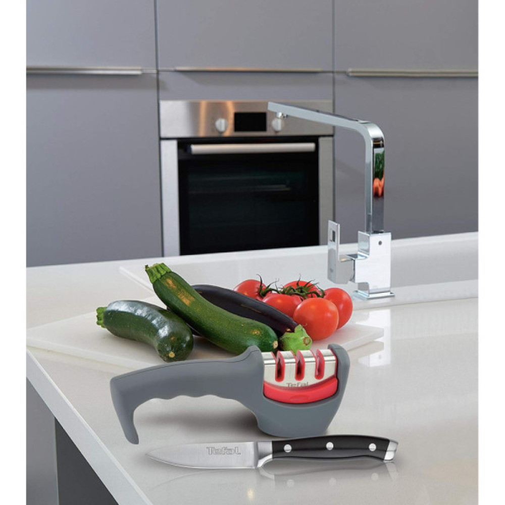 Точило для ножів Tefal Fresh Kitchen, нержавіюча сталь, пластик, сірий (K2090514)