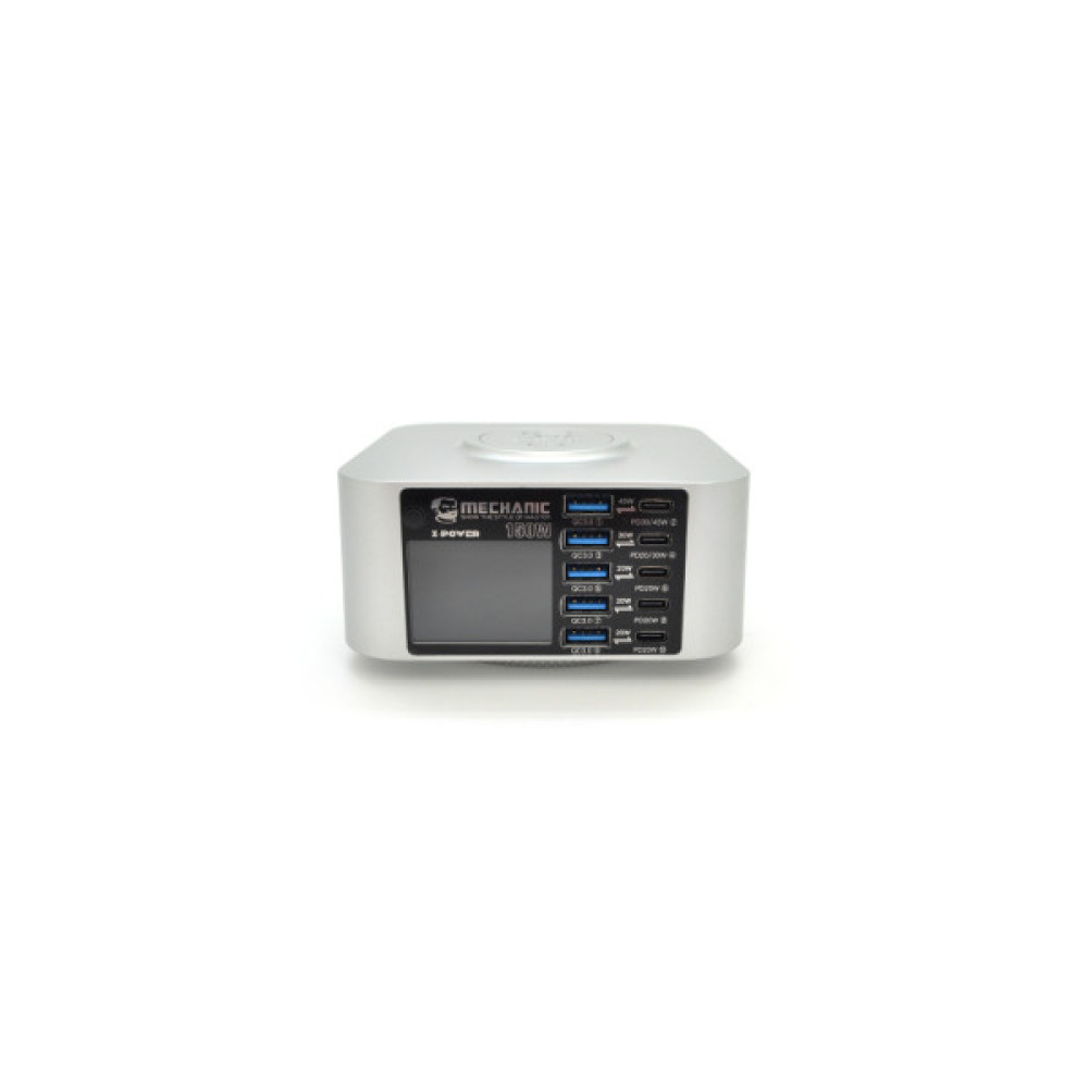 Зарядний пристрій MECHANIC 5xUSB-C PD + 5xUSB QC3.0 + Wireless Charging 15W LED indication 150W black (X-Power-150W)
