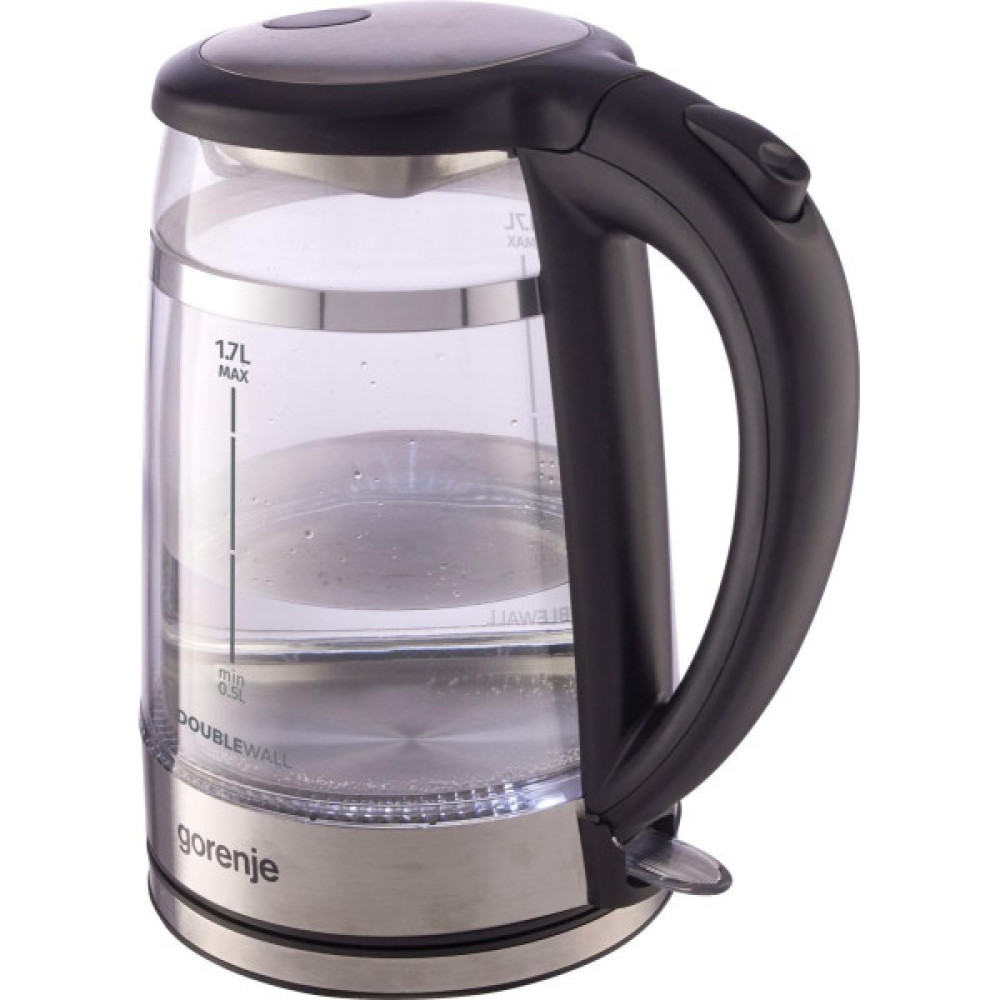 Електрочайник Gorenje 1.7л, 2,200 Вт, strix контроль, скло, чорний