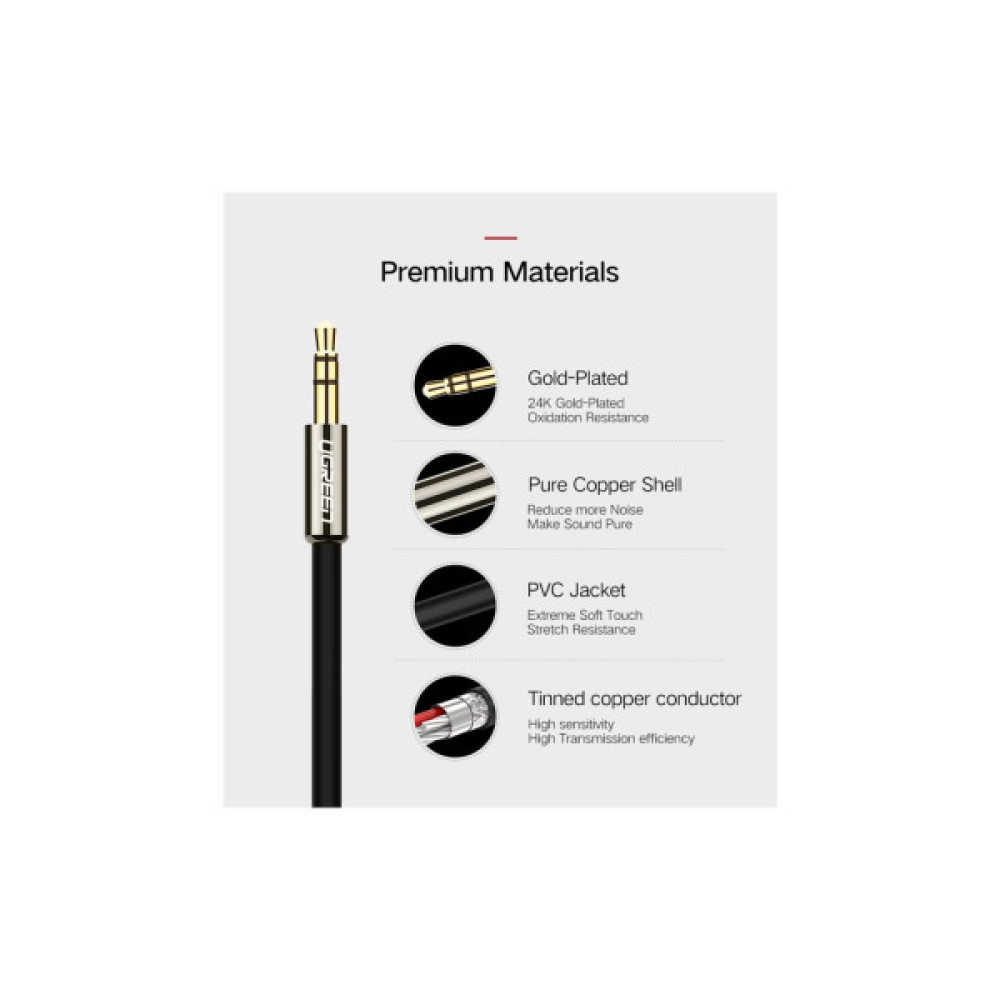 Кабель мультимедійний 3.5mm M to 2xRCA M 2.0m AV116 black UGREEN (10584)