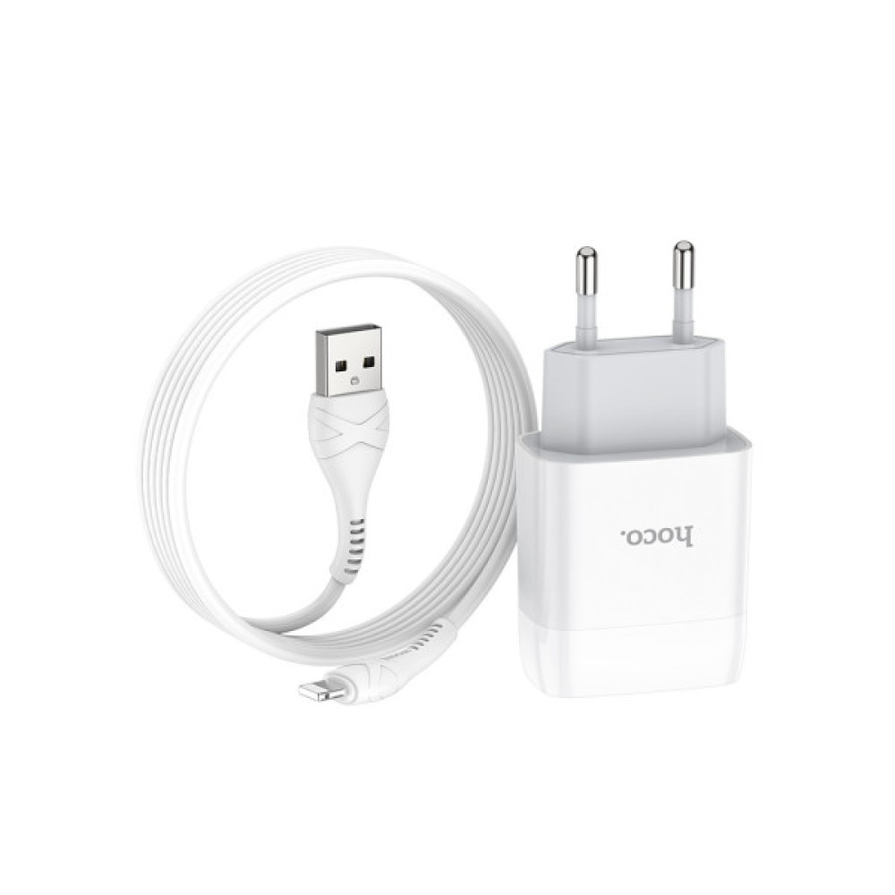 Зарядний пристрій HOCO C72A USB + cable USB to USB-C 10.5W White (Hoco C72AW/Tc)