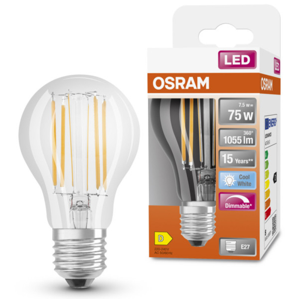 Лампочка Osram LED CLA75 DIM 7,5W/840 230V FIL E27 (4058075434967)