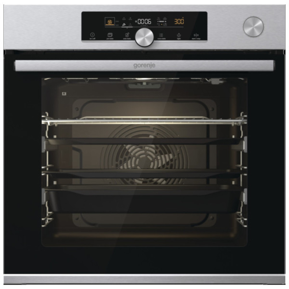 Духова шафа Gorenje електрична, 77л, A+, пара, приготув. на декількох рівнях, дисплей, нерж