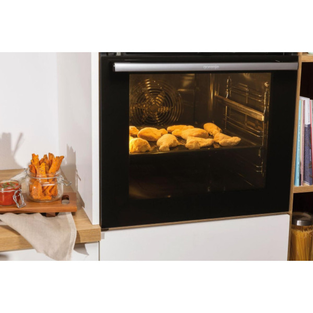 Духова шафа Gorenje електрична, 77л, A+, пара, приготув. на декількох рівнях, дисплей, нерж