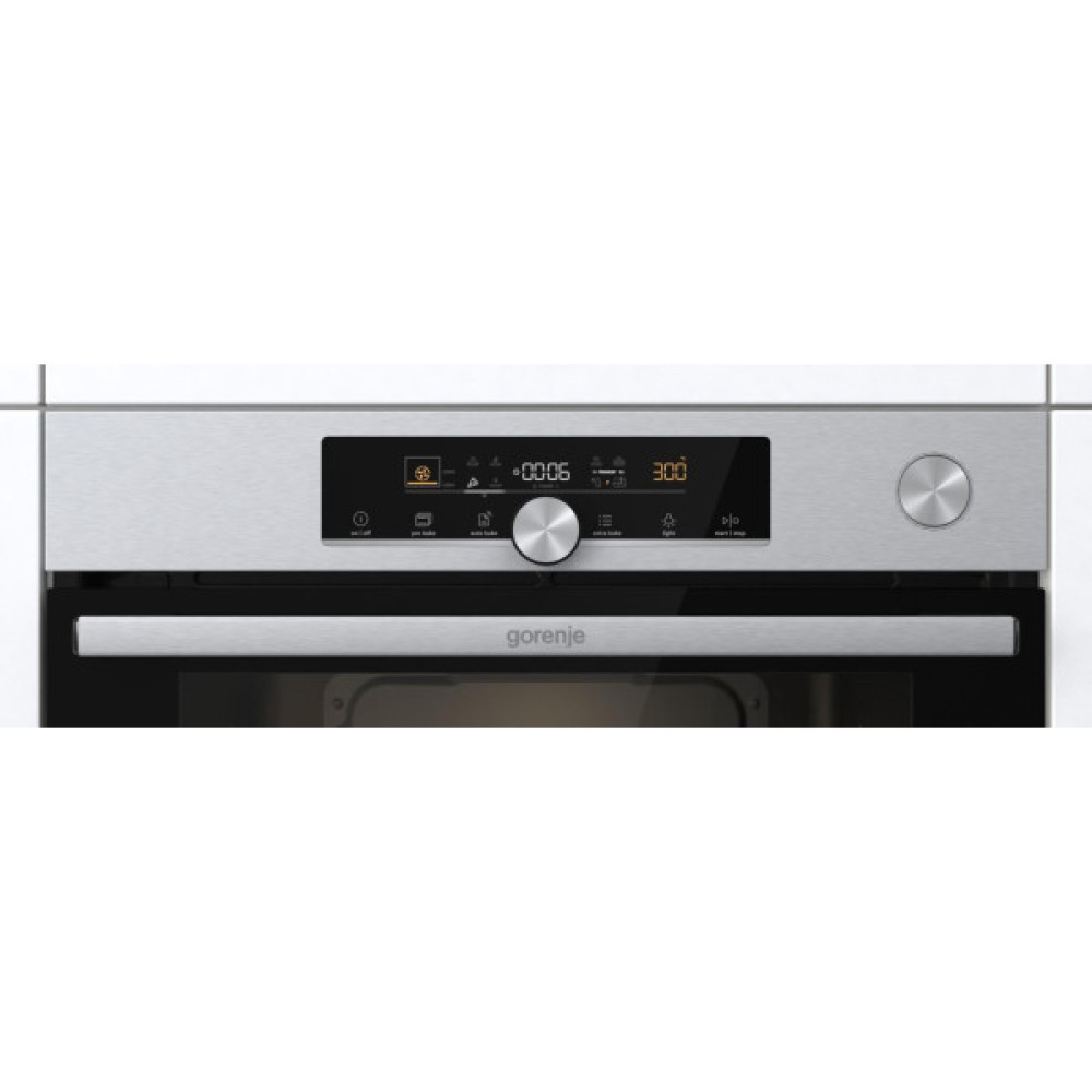 Духова шафа Gorenje електрична, 77л, A+, пара, приготув. на декількох рівнях, дисплей, нерж