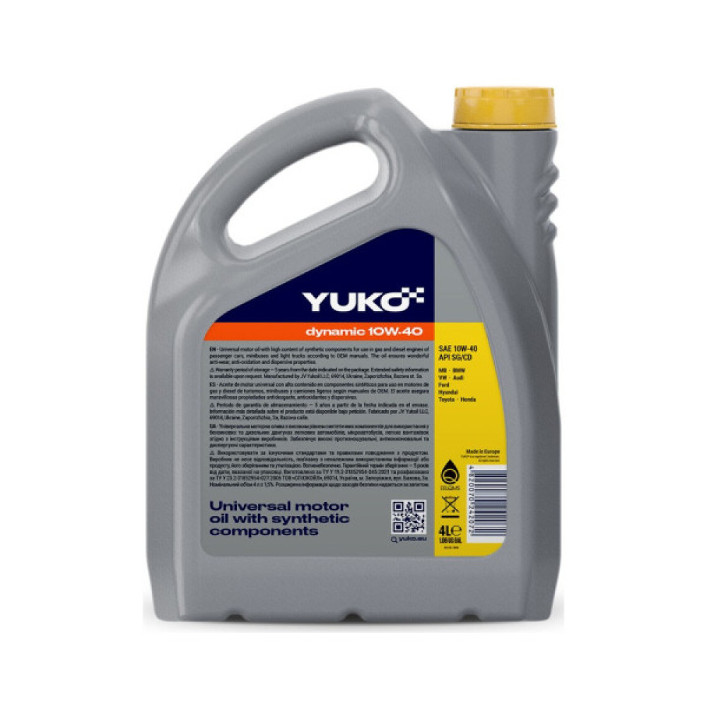 Моторна олива Yuko DYNAMIC 10W-40 4л (4820070242072)