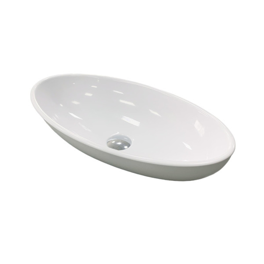 Раковина, умивальник Adamant ANDERE NEW, штучний камінь, овальна, без отвору для змішувача та переливу, 590х295х130мм, накладний, білий