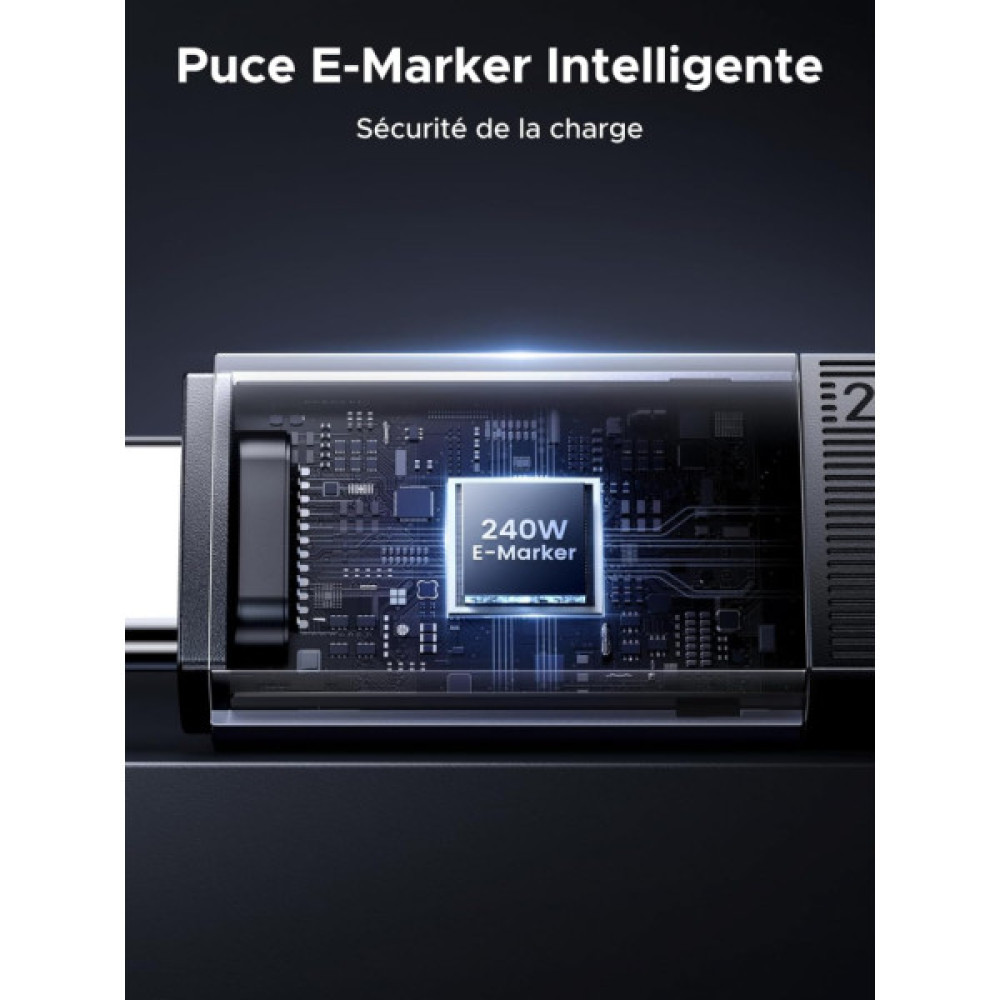 Дата кабель USB-C to USB-C 2.0m 240W 10Gbps braided black Ugreen (95619)