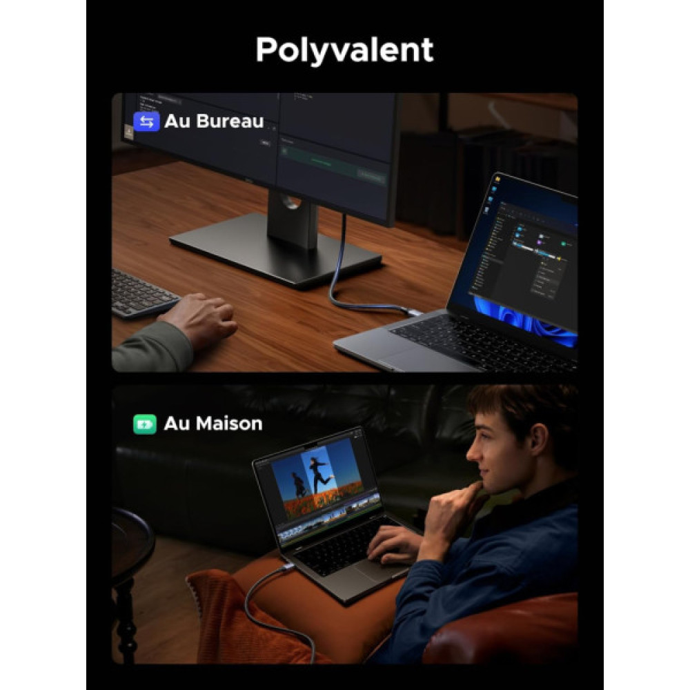 Дата кабель USB-C to USB-C 2.0m 240W 10Gbps braided black Ugreen (95619)