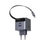 Зарядний пристрій Ugreen USB-C PD45W GaN + cable USB-C to USB-C retractable (65822)