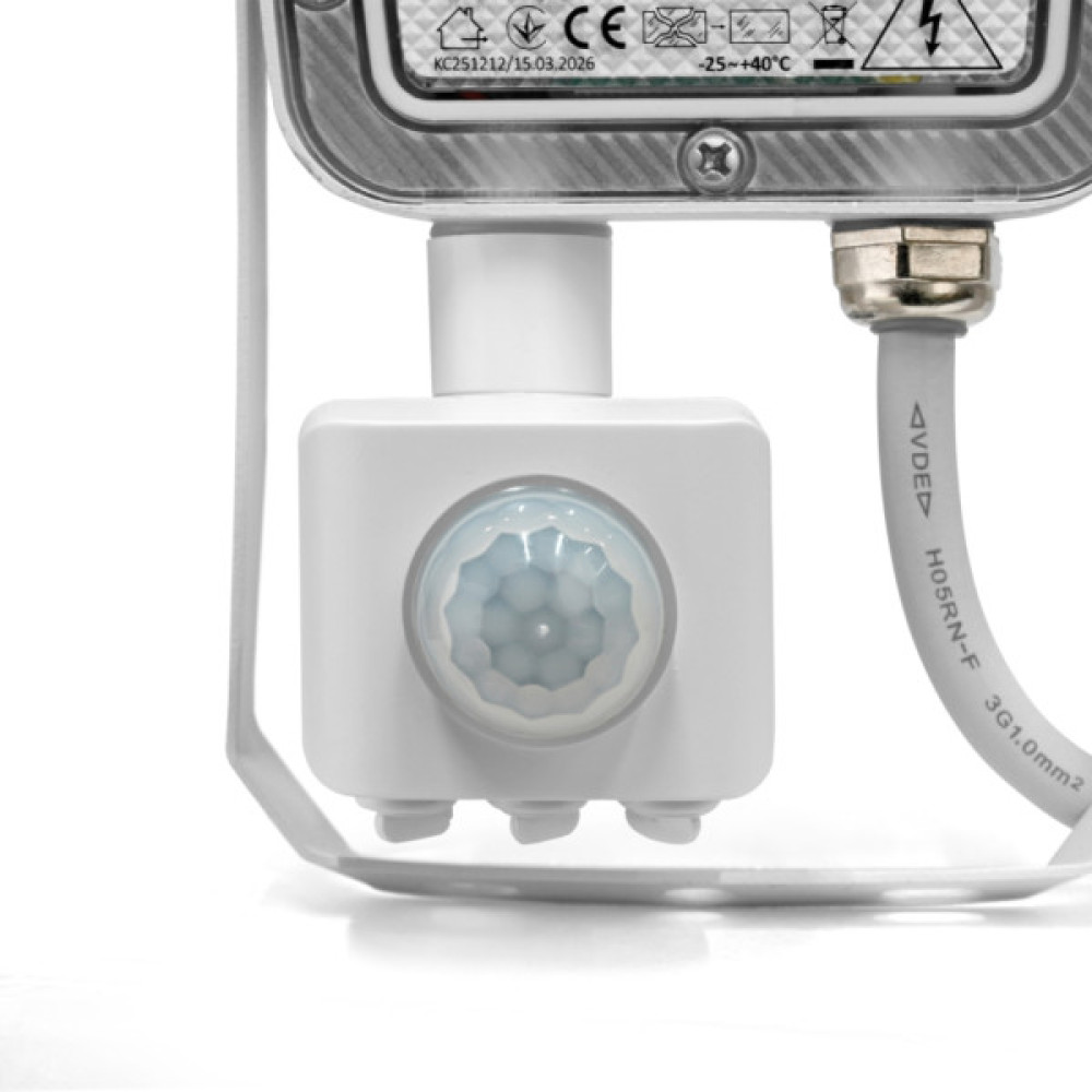 Прожектор Videx F5 10W 3000-5000-6500K з датчиком руху 230V White (VL-F5-010CW-S)