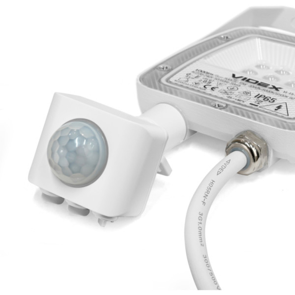 Прожектор Videx F5 10W 3000-5000-6500K з датчиком руху 230V White (VL-F5-010CW-S)