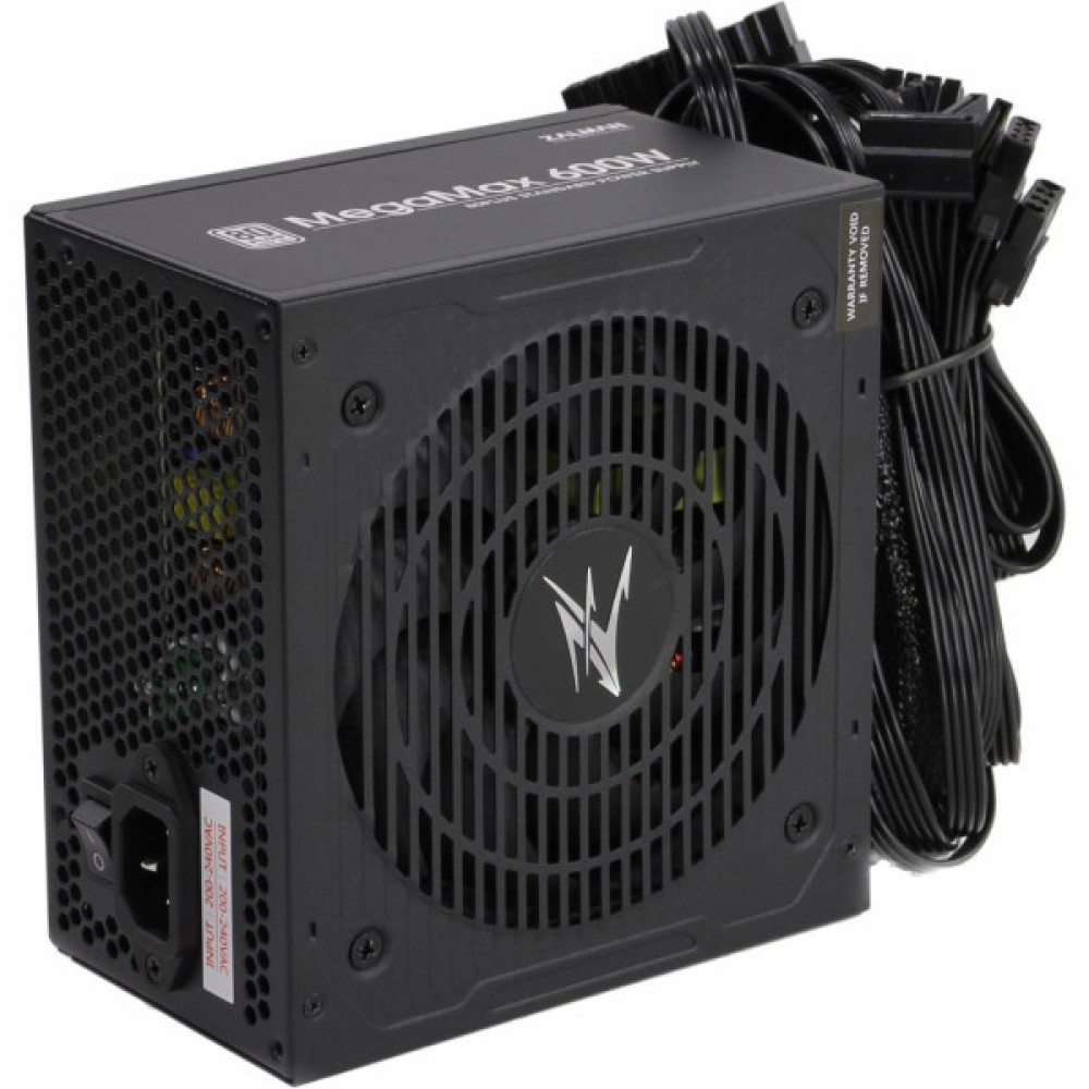 Блок живлення Zalman Megamax  (500W), 83%, 80+ White, 120мм, 1xMB 24pin(20+4), 2xCPU (8pin+4pin) 3xMolex, 6xSATA, 2xPCIe 8pin(6+2)