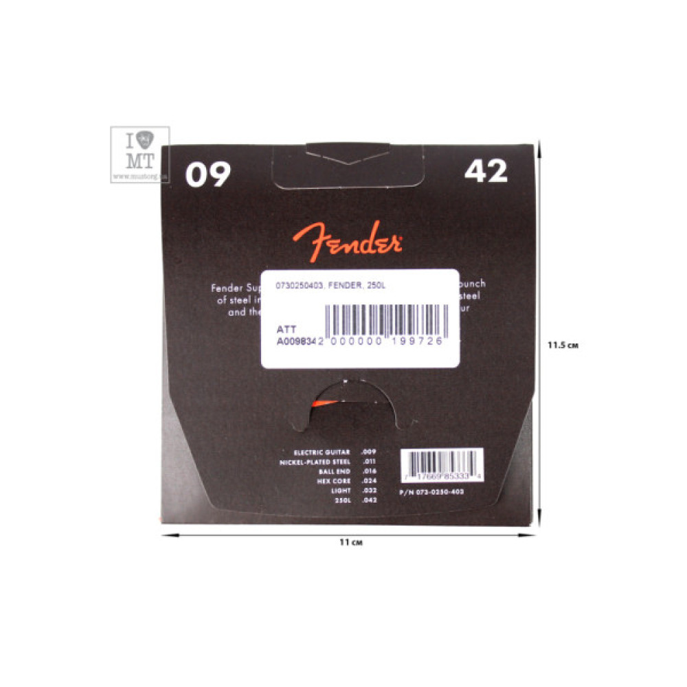 Струни для гітари Fender 250L Nickel-Plated Steel Guitar Strings (09-42) (A009834)