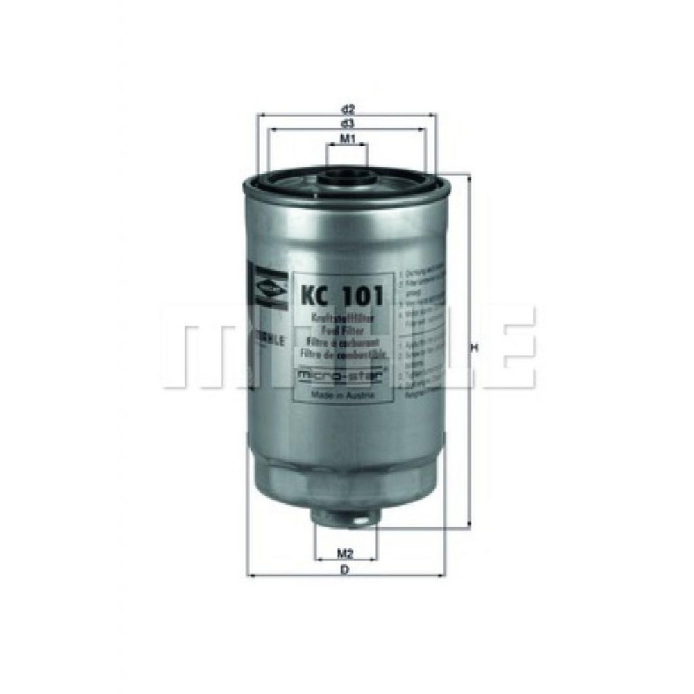 Фільтр паливний Mahle KC101 Фільтр паливний Mahle KC101