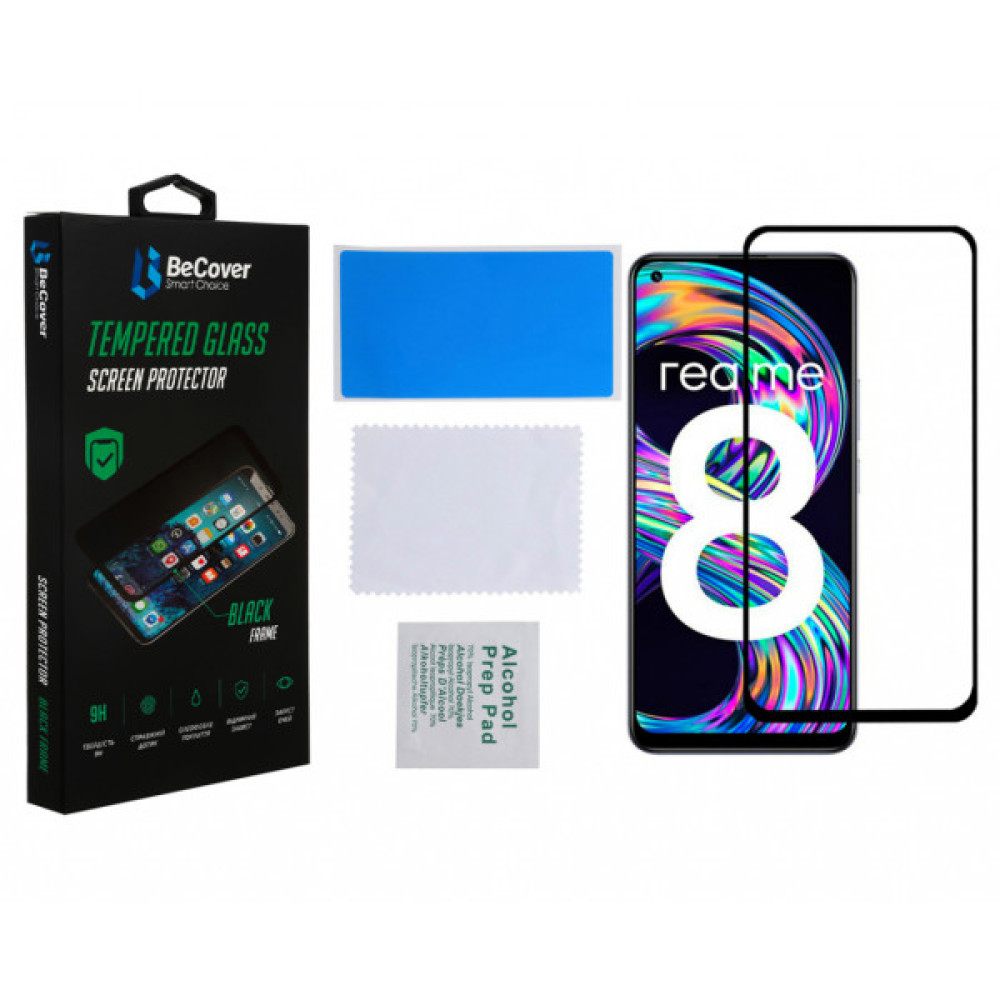Скло захисне BeCover Realme 8 / 8 Pro Black (706684) Скло захисне BeCover Realme 8 / 8 Pro Black (706684)