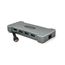 Концентратор VEGGIEG USB-C 5-in-1 USB-C + 3xUSB 3.0 + HDMI + RJ45 silver (TC06)