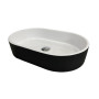 Раковина, умивальник Adamant BESTE NEW, штучний камінь, овальна, без отвору для змішувача та переливу, 540x350x110мм, накладний, чорно-білий