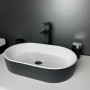 Раковина, умивальник Adamant BESTE NEW, штучний камінь, овальна, без отвору для змішувача та переливу, 540x350x110мм, накладний, чорно-білий