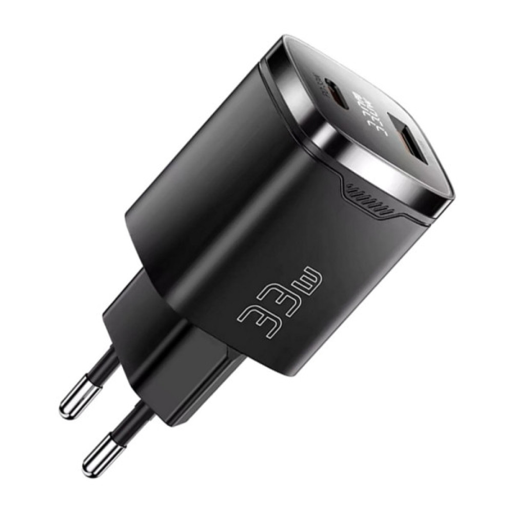 Зарядний пристрій 1xUSB-C + 1xUSB 33W GaN black Essager (ECT33W-GMB01-Z)