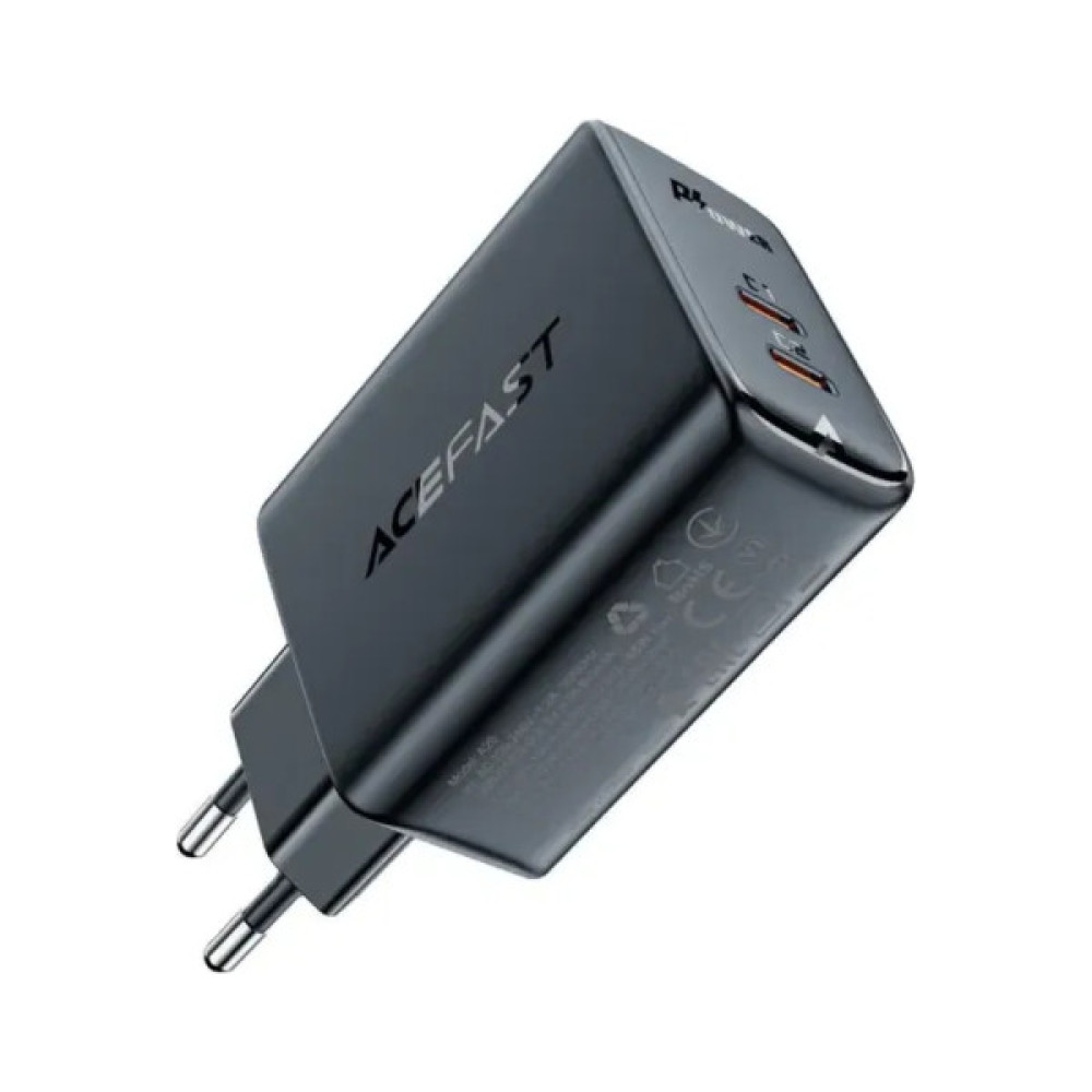 Зарядний пристрій Acefast 2xUSB 50W (USB-C+USB-C) Gan A29 Fast Charger Black (6974316281443)
