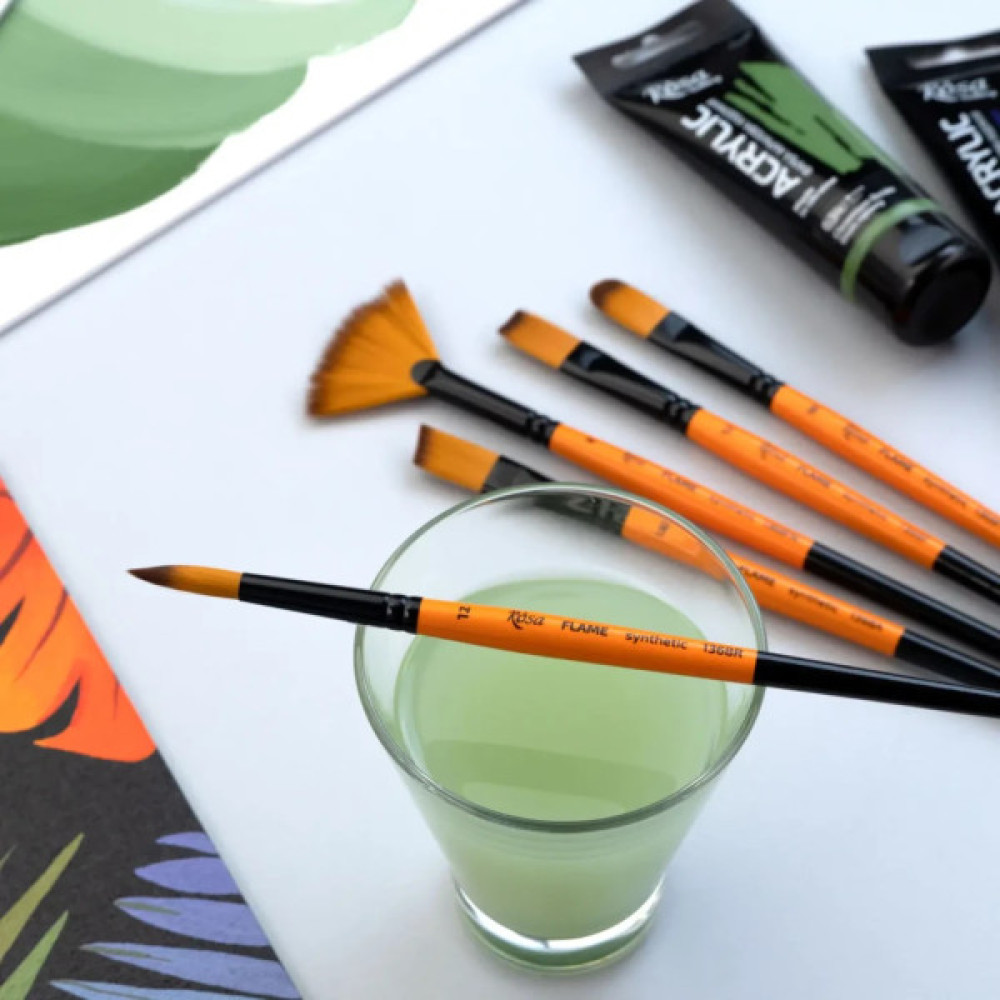 Пензлик для малювання Rosa Синтетика овальна, FLAME 1368FR, №16 (4823098534662)