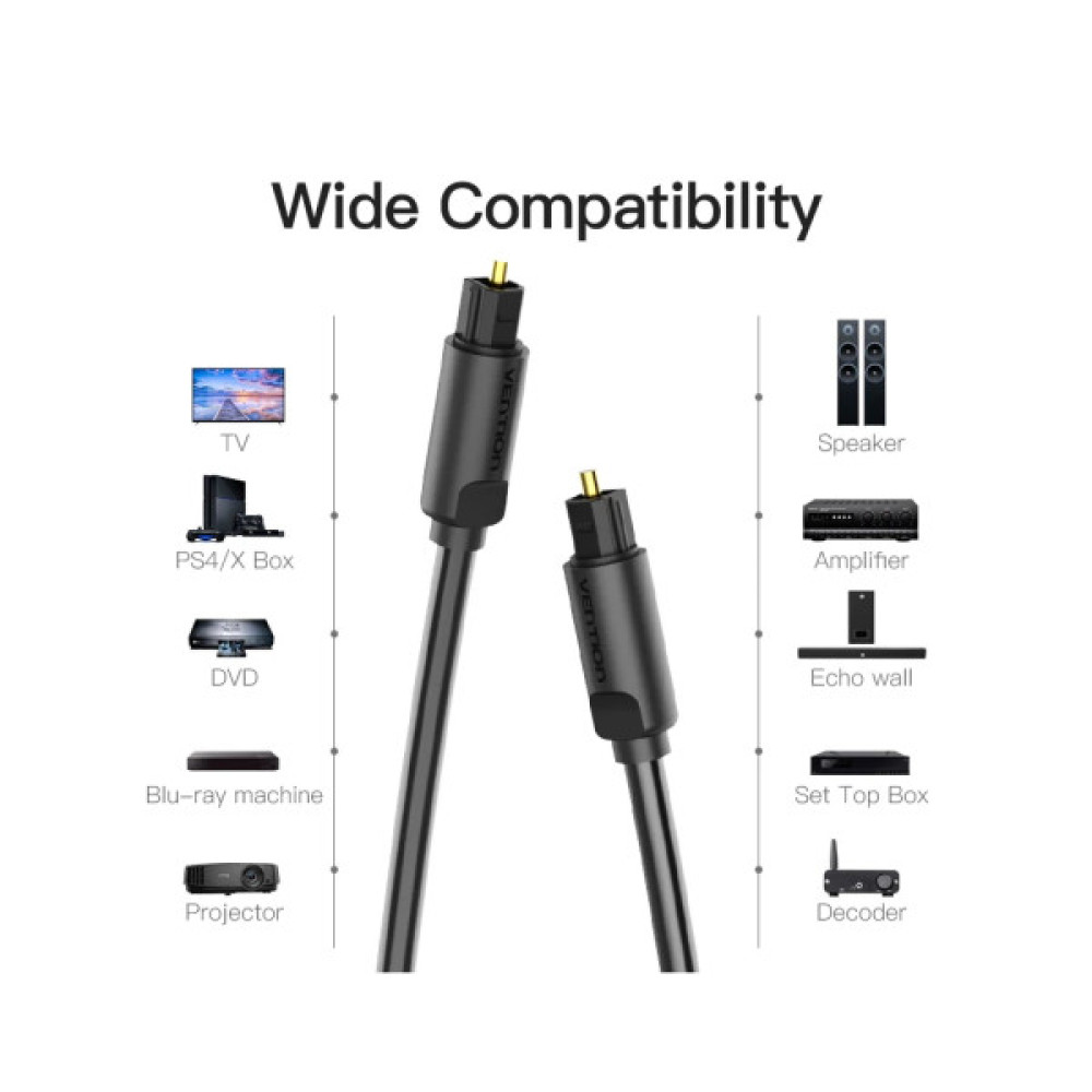 Кабель мультимедійний Optical Toslink 2.0m black Vention (BAEBH)