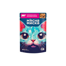 Вологий корм для кішок М'ясна Миска шматочки в соусі з яловичиною 100 г (4820255192376)