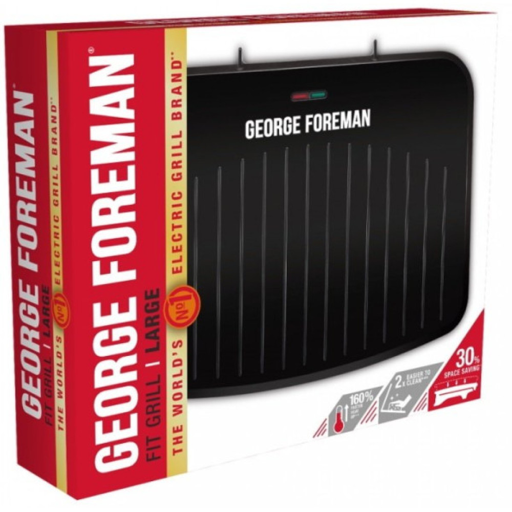 Гриль George Foreman прижимний Fit Grill Large 2400Вт, темп. режимів-1, пластик, чорний
