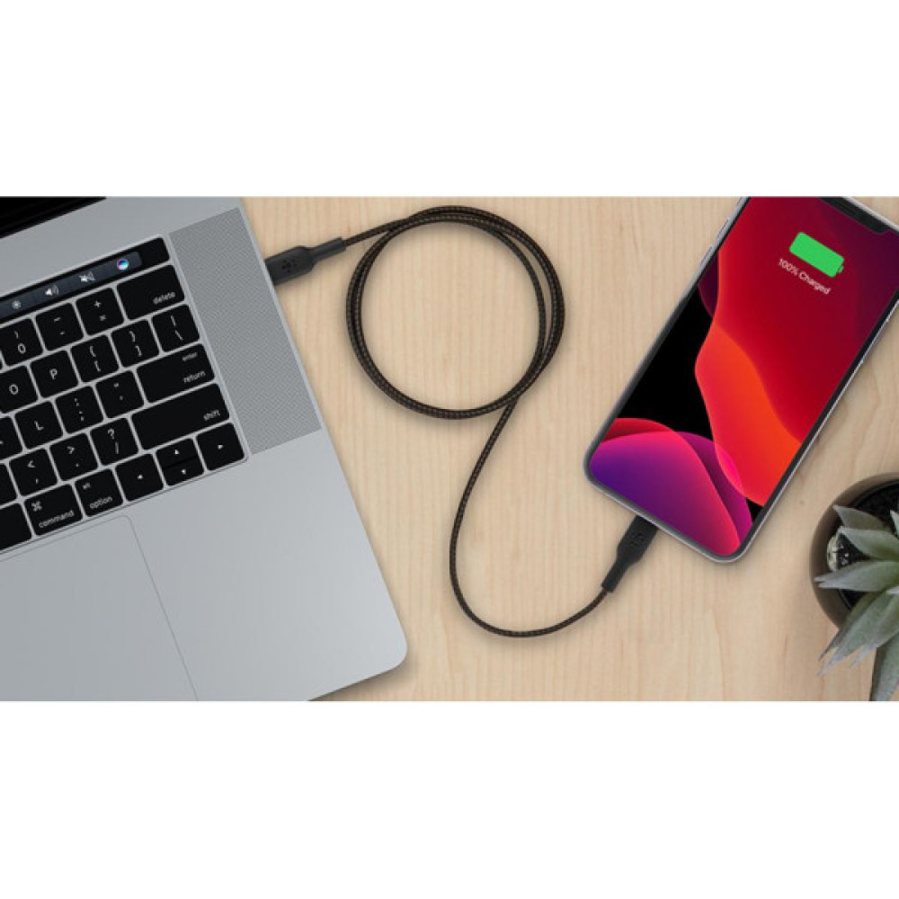Дата кабель USB 2.0 AM to Lightning 1.0m braided black Belkin (CAA004BT1MBK)