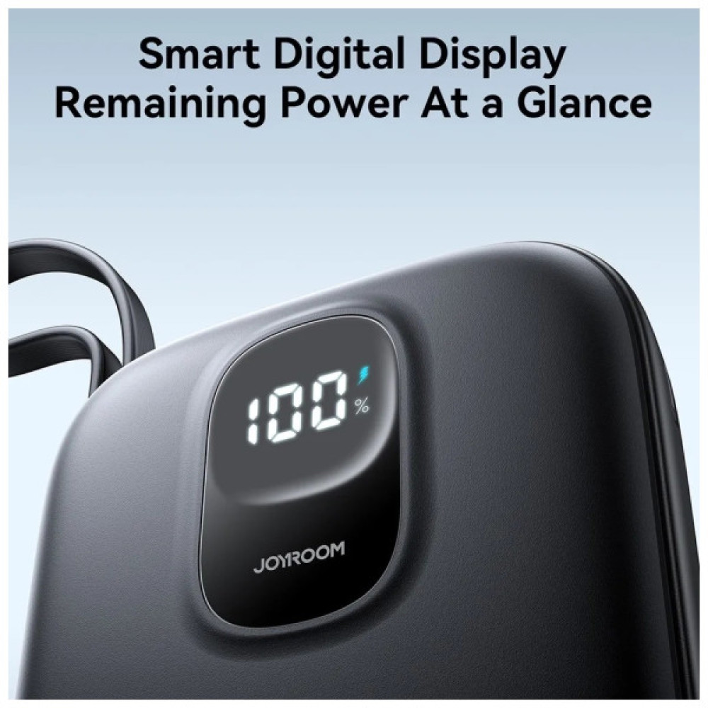 Батарея універсальна JOYROOM 10000mAh, 22.5W, PD, QC, built-in USB-C cable, Black (JR-PBF17)