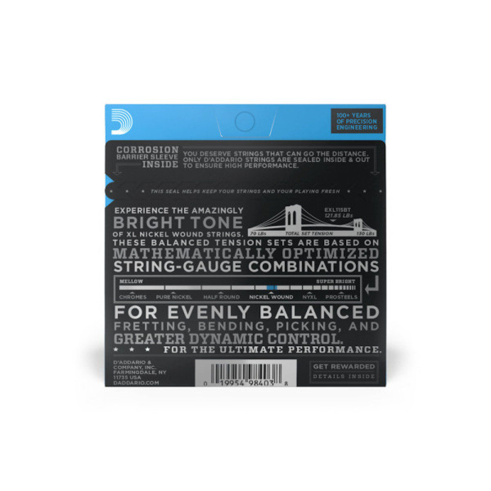 Струни для гітари D'Addario XL Nickel Wound Balanced Tension Medium (11-50) (EXL115BT)