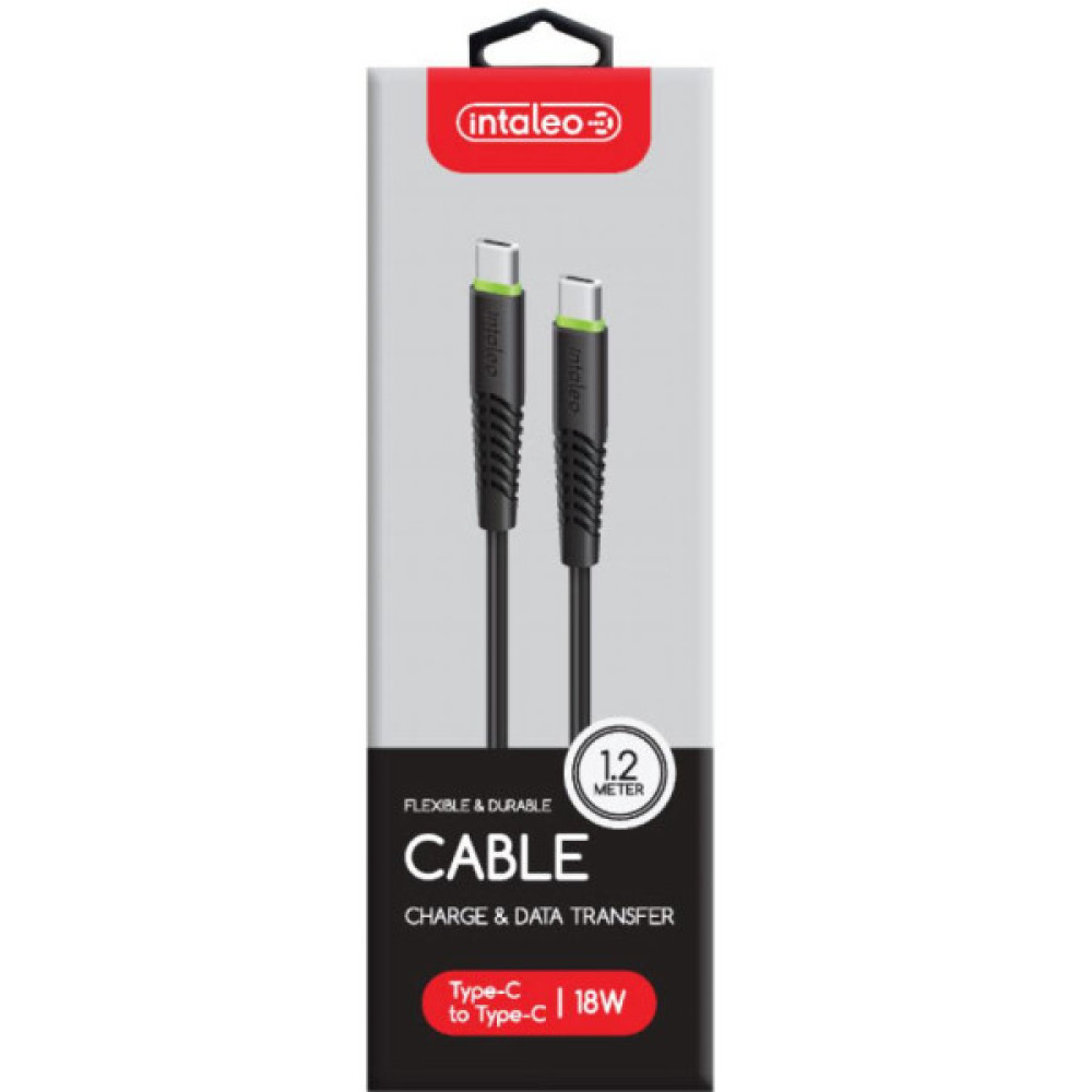 Дата кабель USB-C to USB-C 1.2m 18W black Intaleo (1283126501296)