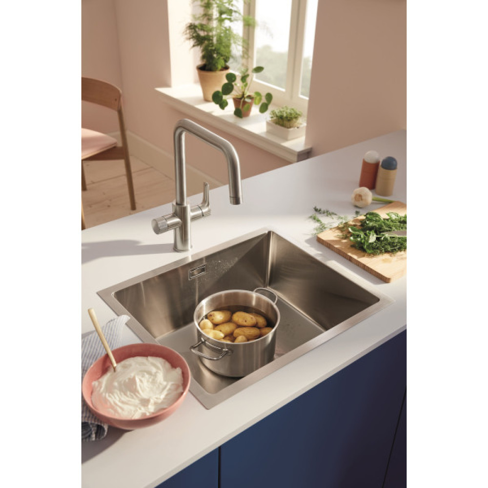 Змішувач для кухні Grohe Blue Pure Start, довж.виливу - 223мм, поворотний, 1+1 фильтр, супер сталь