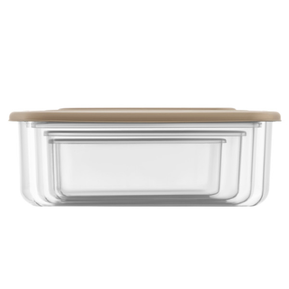 Харчовий контейнер Ardesto Fresh Набір 0.25/0.5/0.75/1.2л, пластик, прямокутна, бежевий (AR1312B)