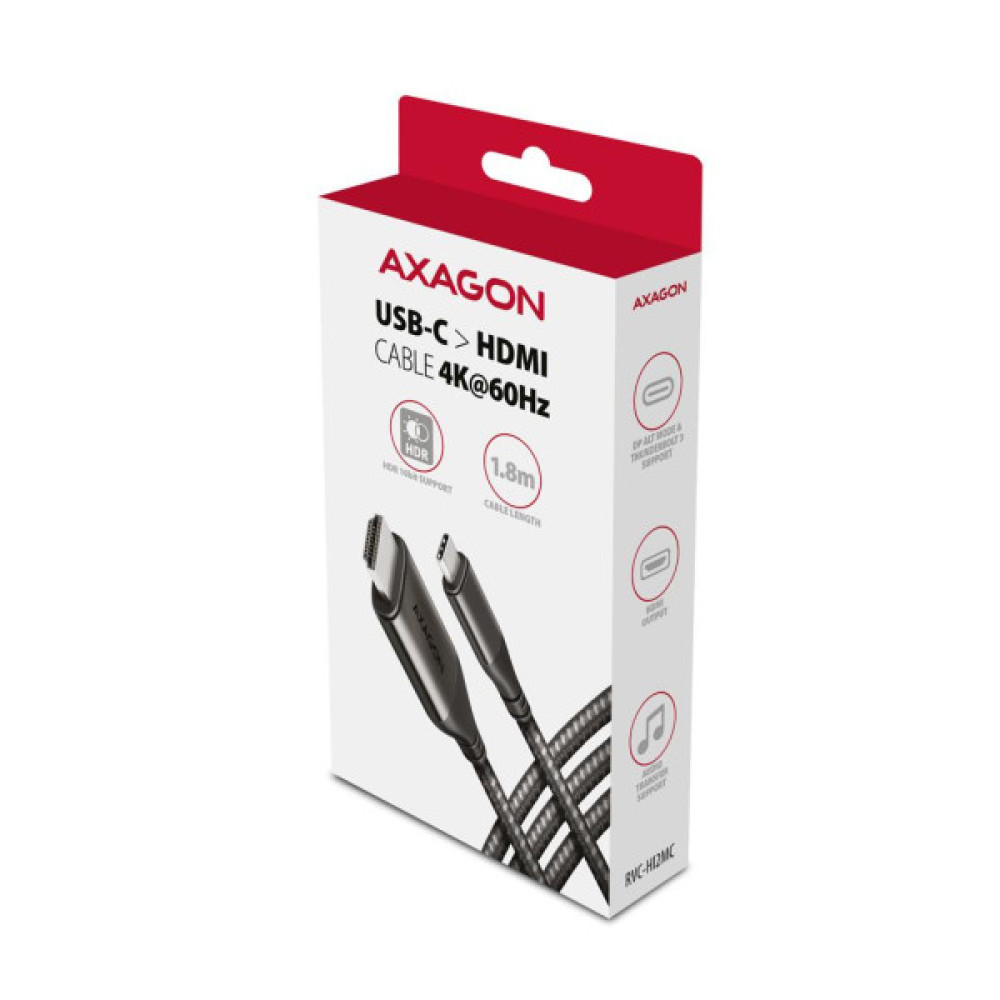 Кабель мультимедійний USB-C to HDMI M 1.8m black AXAGON (RVC-HI2MC)