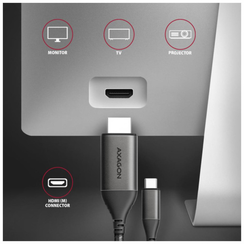 Кабель мультимедійний USB-C to HDMI M 1.8m black AXAGON (RVC-HI2MC)