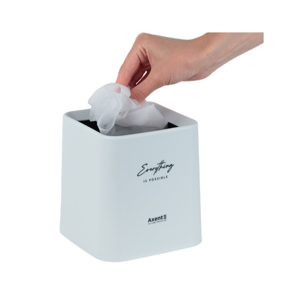 Кошик для паперів Axent Настільний контейнер для сміття, квадратний, білий (2132-21-A)