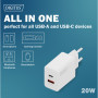 Зарядний пристрій Digitus 1xUSB-C + 1xUSB 20W (DA-10300)