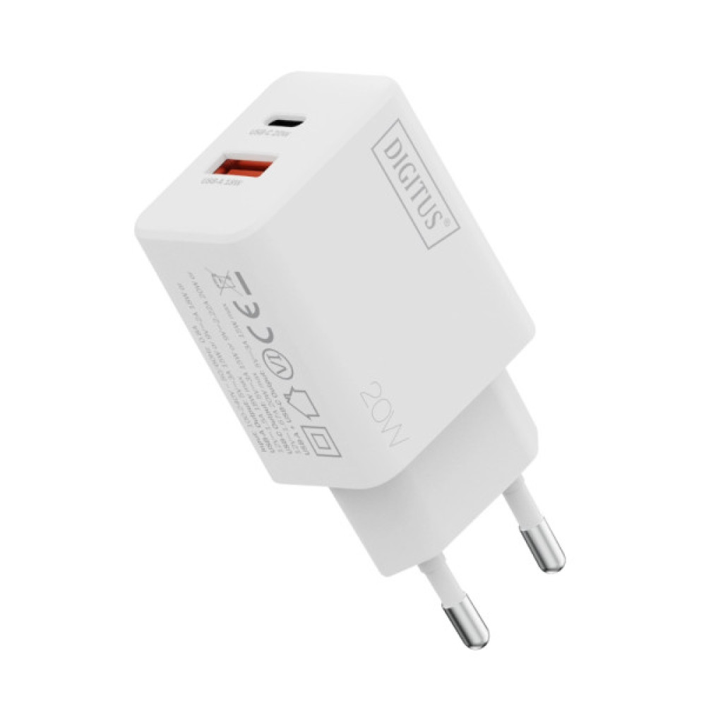 Зарядний пристрій Digitus 1xUSB-C + 1xUSB 20W (DA-10300)