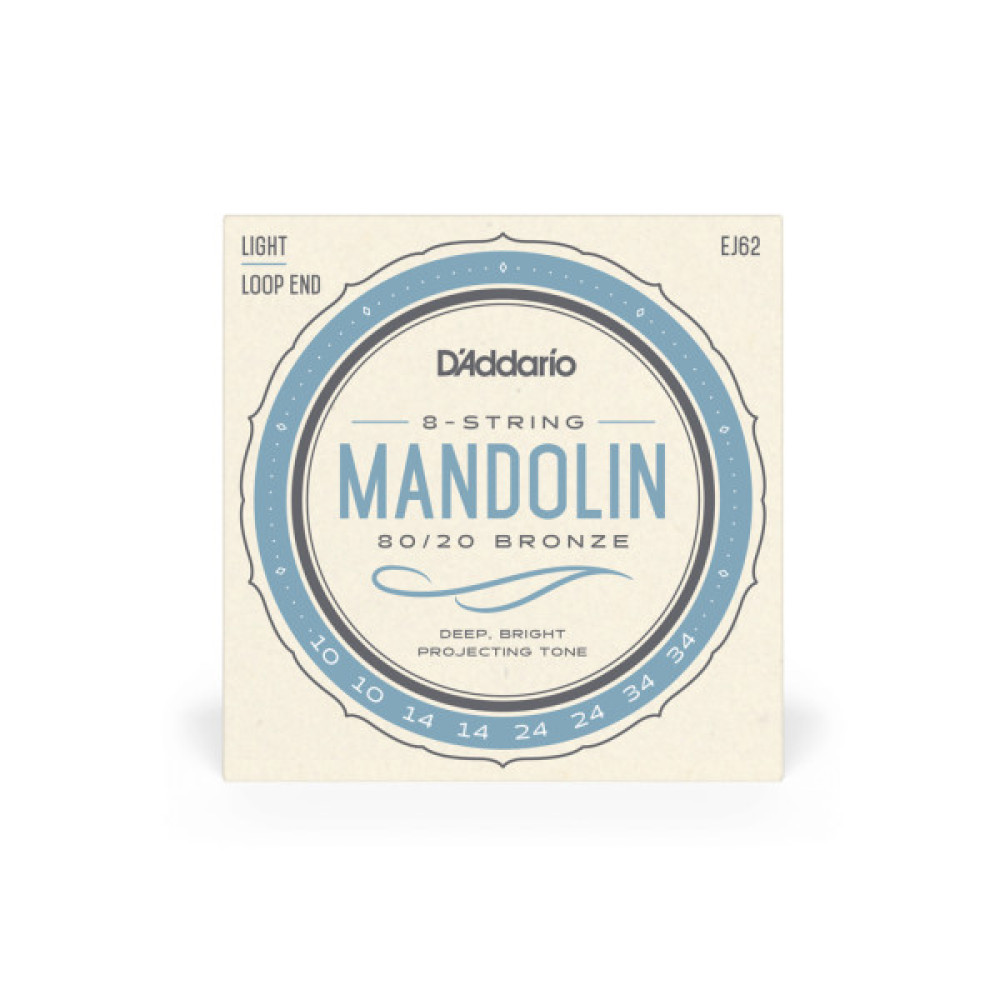 Струни для гітари D'Addario Mandolin 80/20 Bronze Light (10-34) (EJ62)