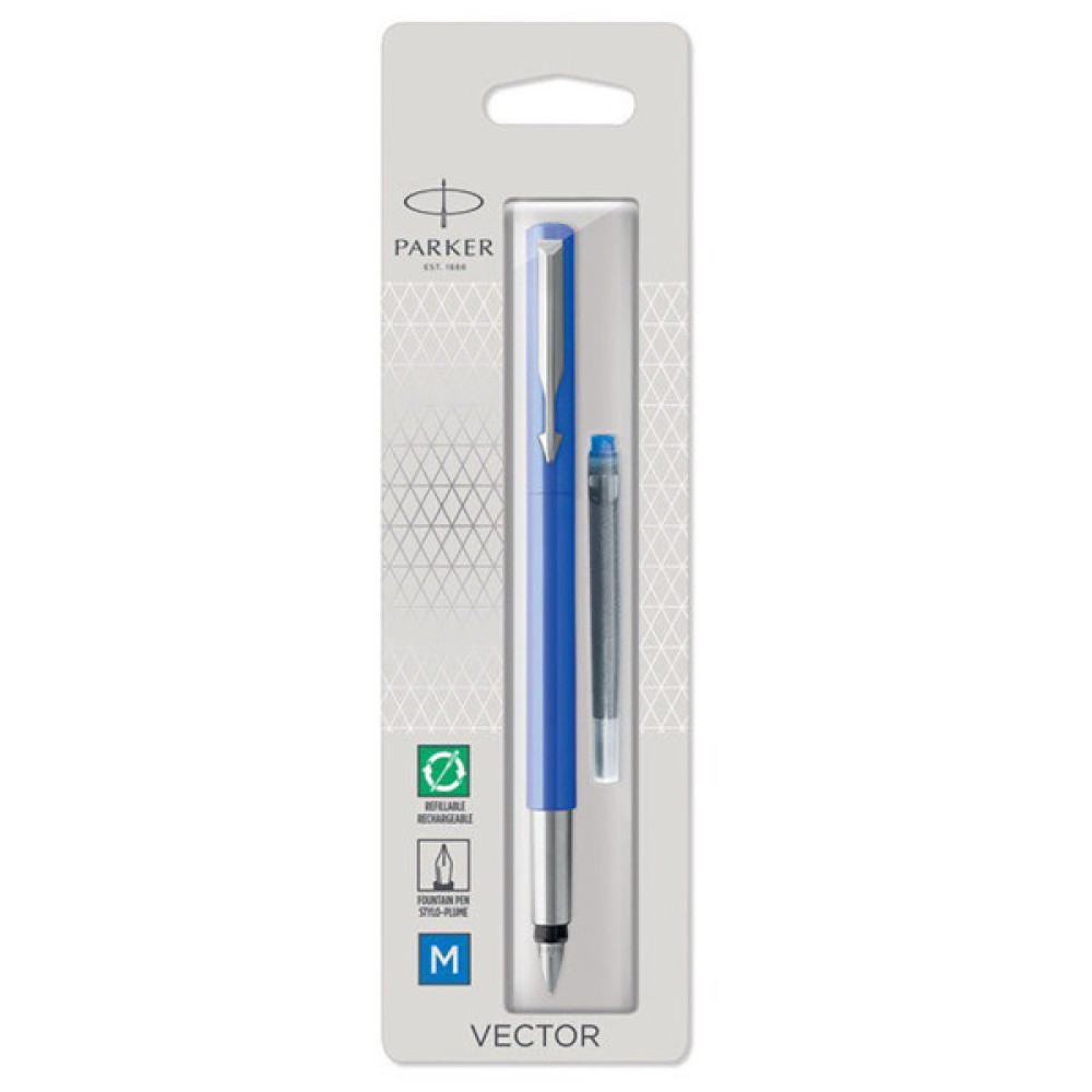 Ручка пір'яна Parker VECTOR 17  Blue  FP M блістер (05 716)